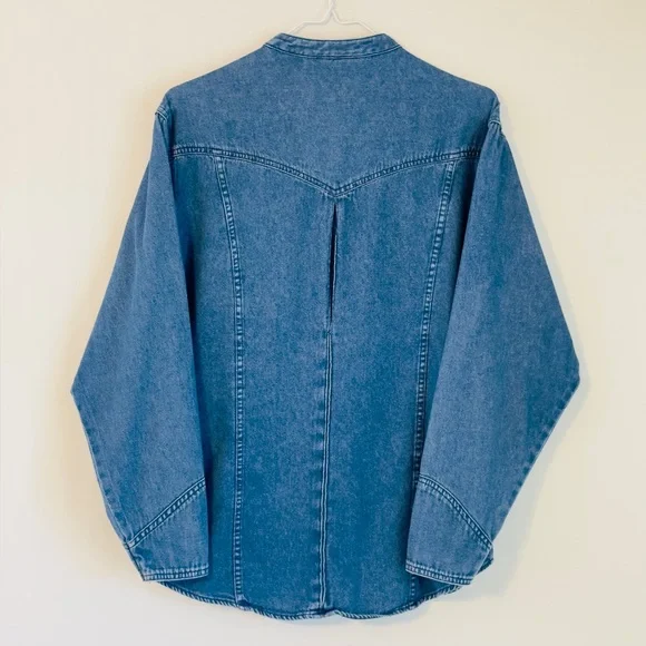 Vintage Wrangler 90’s Denim Western Shirt Blue Medium Women’s - Picture 4 of 4